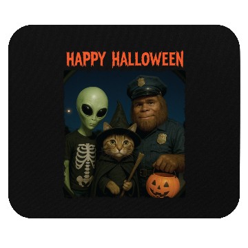 Discover Bigfoot Alien Tabby Cat Funny Halloween Trick or Mouse Pads