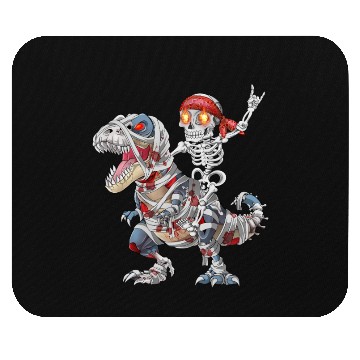 Discover Rocker Skeleton Riding Mummy Dinosaur Halloween Mouse Pads