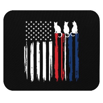 Discover Patriotic Cat Lover - American Flag with Cat Silho Mouse Pads