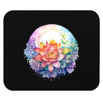 Discover Retro Zen Lotus Mandala Rainbow Mouse Pads