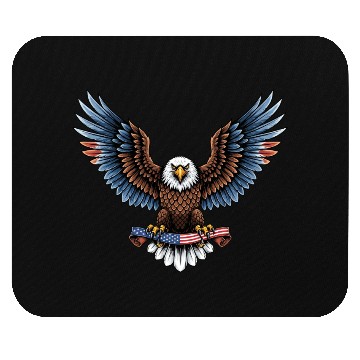 Discover brow blue eagle with us flag Mouse Pads