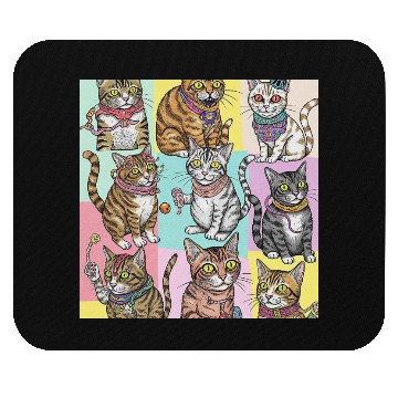 Discover Psychedelic Cat Collage Mouse Pads