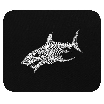 Discover tribal design skeleton shark Mouse Pads