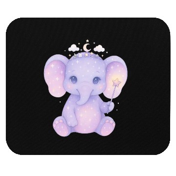 Discover Celestial Baby Elephant Magical Nursery Girl Art Mouse Pads