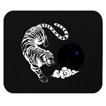 Discover Celestial Pounce: Cosmic Tiger in the Night Mouse Pads