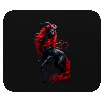 Discover Celestial Demon Deer with Fiery Red Mane Mouse Pads