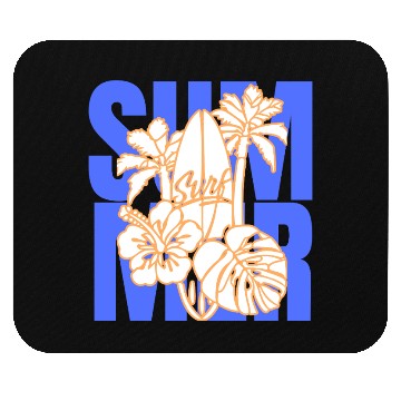 Discover Summer Surfboard & Palm Tree Tropical Design Mouse Pads