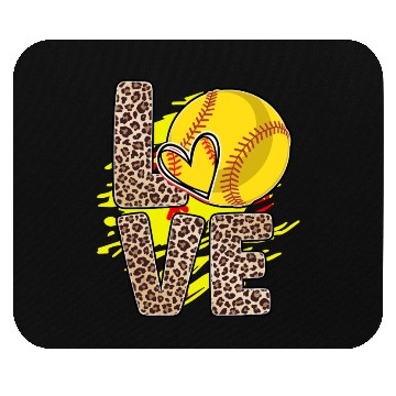 Discover Leopard Print Love Softball Heart Neon Splash Mouse Pads