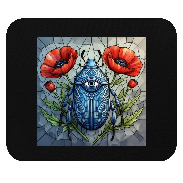 Discover Beetle stained glass bug design vibrant poppy Mouse Pads
