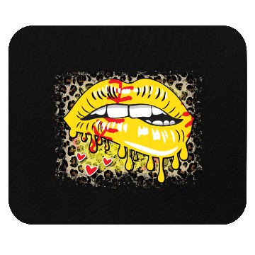 Discover Softball Drip Lips Leopard Grunge Heart Pop Mouse Pads