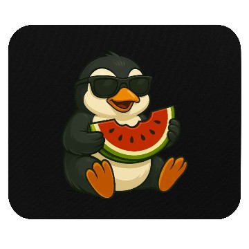 Discover Cute penguin with watermelon fruit summer cartoon Mouse Pads
