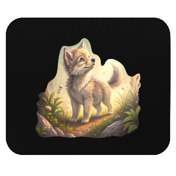 Discover Autumn Whispers Wolf Pup Mouse Pads