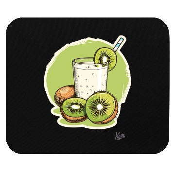 Discover Kiwi fruit and juice with straw illustration Mouse Pads