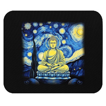 Discover Starry Night Buddha Zen Art Inspired by Van Gogh Mouse Pads