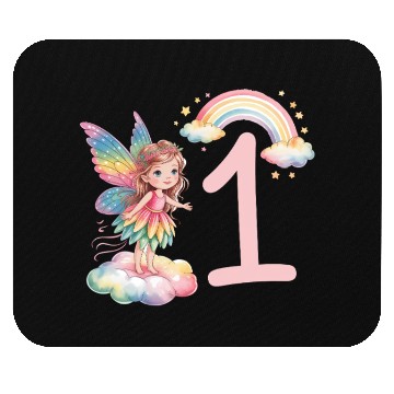 Discover Magical Rainbow Fairy Elf 1st Birthday Girl Mouse Pads
