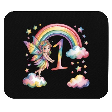 Discover Magical Rainbow Fairy Elf 1st Birthday Girl Mouse Pads