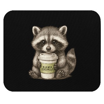 Discover raccoon and coffee - design Kawa Zoomies Mouse Pads