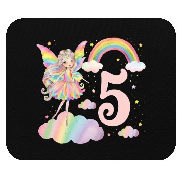 Discover Magical Rainbow Fairy Elf 5th Birthday Girl Mouse Pads