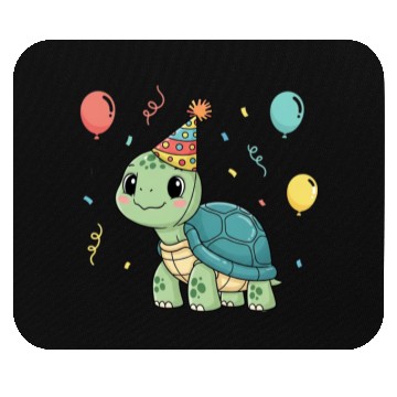 Discover Turtle Wearing a Party Hat Mouse Pads