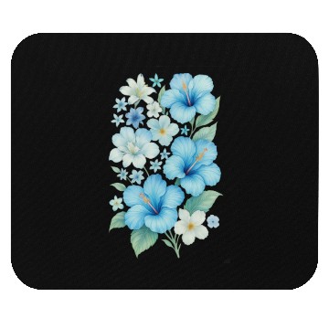 Discover Blue Tropical Hibiscus Floral Mouse Pads