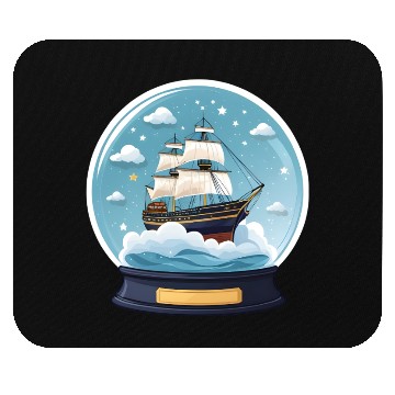 Discover Fantasy Ship in Star Filled Snow Globe Mouse Pads