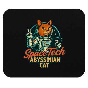 Discover Abyssinian Cat in Space Tech Style Mouse Pads