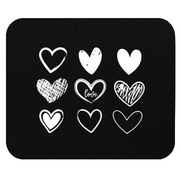 Discover Hand-Drawn White Hearts Sketch Collection Mouse Pads