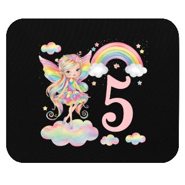 Discover Magical Rainbow Fairy Elf 5th Birthday Girl Mouse Pads