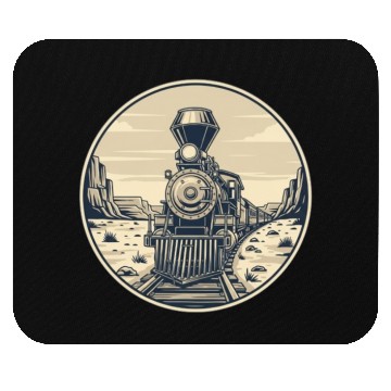 Discover Vintage Western Steam Train Badge Mouse Pads
