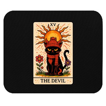 Discover Devil Cat Tarot Card, Grumpy Cat Art, Mystical Mouse Pads