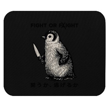 Discover Funny Fight Or Flight Meme Penguin With Knife Mouse Pads