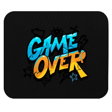 Discover Blue and Yellow Graffiti Game Over Mouse Pads 2025