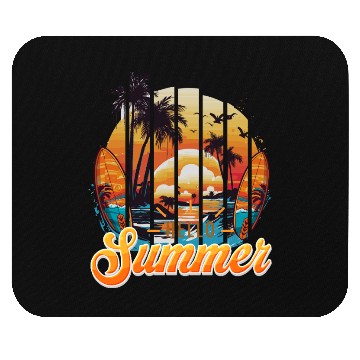 Discover Sunset Beach Surfer Vacation Scene Mouse Pads