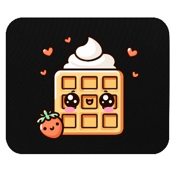 Discover Kawaii Dessert Waffle with Strawberry Mouse Pads