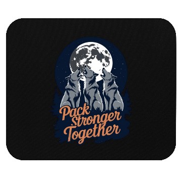 Discover Pack Stronger Together – Howling Wolves Under Moon Mouse Pads