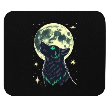 Discover Celestial Howl – Mystical Wolf Under Moonlight Mouse Pads