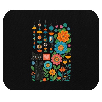 Discover Midnight Cats Blooming Charms Mouse Pads
