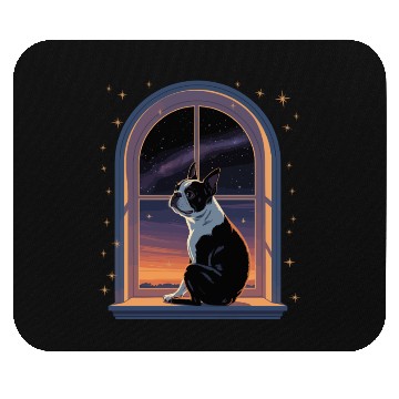 Discover Boston Terrier Star Gazing At Window Mouse Pads