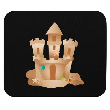 Discover Sandcastle with Shells and Starfish on the Beach Mouse Pads