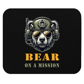 Discover Bear In Mission / Military Design Mouse Pads