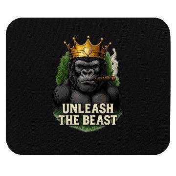 Discover Alpha Gorilla King Smoking Crowned Ape Design Mouse Pads