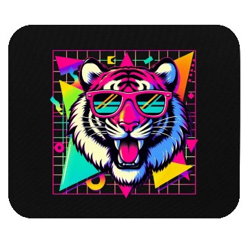 Discover Cool Retro Tiger with Neon Sunglasses  Mouse Pads