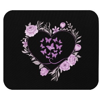 Discover heart with roes frams and butterflies Mouse Pads