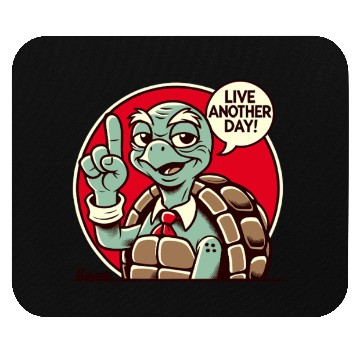Discover Wise Turtle with Tie Says Live Another Day Mouse Pads