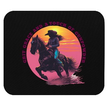Discover Cowgirl Pride Sunset Scene Mouse Pads