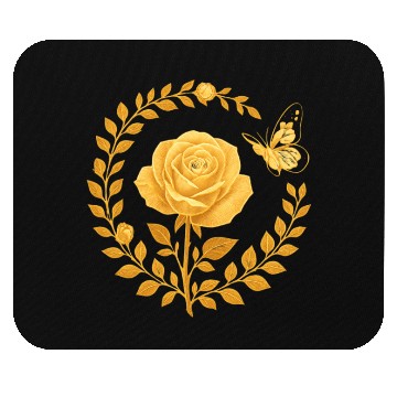 Discover Golden Rose with Butterfly Frame Mouse Pads