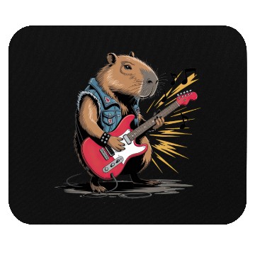 Discover Cool Capybara Playing Electric Guitar Mouse Pads