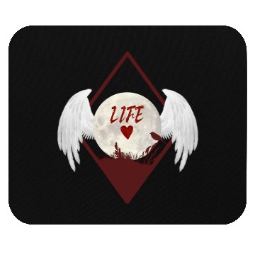 Discover Moonlit Heart with Angel Wings (LIFE) Mouse Pads