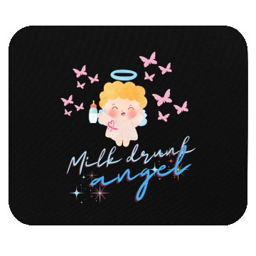 Discover Whimsical Angel with Milk Bottle Design Mouse Pads