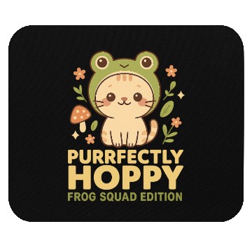 Discover Cute Frog and Cat Purrfectly Hoppy Design Mouse Pads
